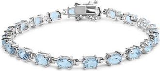 House of Brilliance 925 Sterling Silver 11.0 Cttw Oval Shaped Created Light Blue Topaz Link Bracelet at Nordstrom