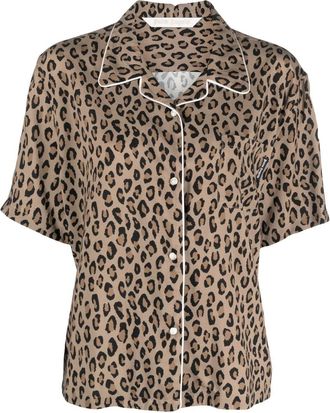 Palm Angels leopard-print shirt - women - Viscose/Polyester - 44 - Brown