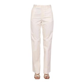 Dsquared2 Tailored Broeken - Dames - Straight fit broeken - Wit - L - Leer - Broeken