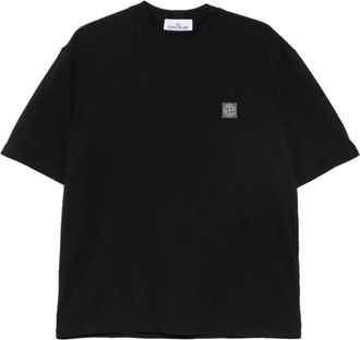 Stone Island Patch Logo T-Shirt - Heren - Tops - Zwart - Maat: XL Katoen