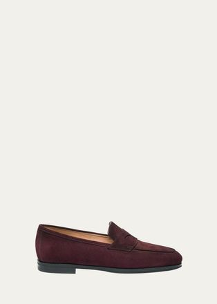 Santoni Suede Penny Loafers