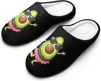 Generic Avocado With Sunglasses Mens Slippers Comfortable And Non-slip Cotton Slipper Shoe for House