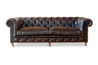 PIB Sof&aacute; de 3 plazas de cuero de grano completo marr&oacute;n