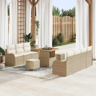 vidaXL Vidaxl - Conjunto De Sof&aacute; De Jard&iacute;n 10 Pcs Beige, Crema 80 X 80 X 71 Cm