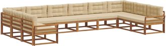 vidaXL Conjunto De Sof&aacute;s De Exterior 10 Uds. Natural Y Beige Vidaxl