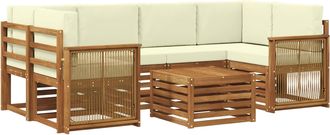 vidaXL Conjunto De Sof&aacute;s De Exterior 7 Uds. Natural Y Crema Vidaxl