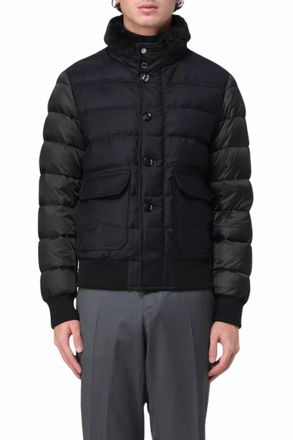 Moorer Fur Collar Bomber Jacket In Nero