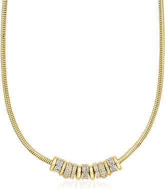 Ross-Simons 14kt Yellow Gold-Plated Rondelle Necklace With Czs