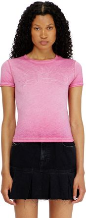 Diesel Slim T-shirt with tonal logo print - T-Shirts - Woman - Pink