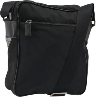 Prada Pre-owned Cross Body Bags, female, Black, Size: ONE SIZE Pre-owned Vintage Nylon Shoulder Bag