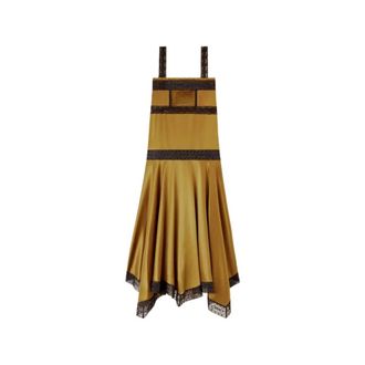 Ganni Abito lungo in raso fluido - - Dresses - Donna - Verde - S