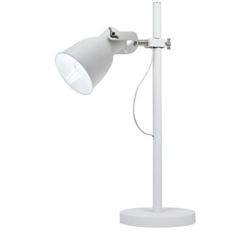 Luce-Ambiente-Design L&aacute;mpara de Mesa Legend en Metal Blanco con Acabados de N&iacute;quel