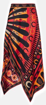 Pucci Falda midi asim&eacute;trica Soleil de sarga de seda