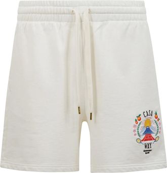 Casablanca Korte Broeken, Heren, Wit, XL, Katoen, Katoenen shorts met elastische tailleband