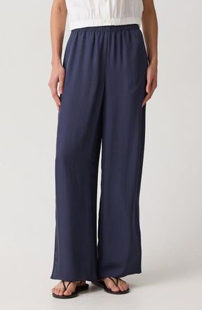 Theory Slit Hem Wide Leg Pants in Nocturne Navy at Nordstrom, Size Medium