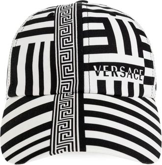 Versace Printed Cotton Baseball Cap - unisex - Petten - Zwart - 57 CM - Katoen - Accessoires