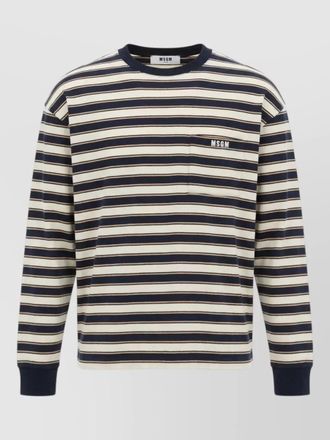 Msgm striped crew neck long sleeve pocket t shirt