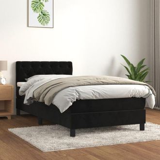 vidaXL Cama Box Spring Con Colch&oacute;n Terciopelo Negro 80x200 Cm Vidaxl