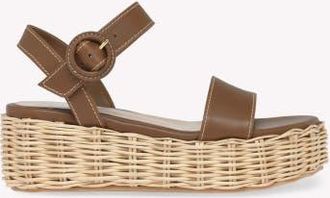 Gianvito Rossi Cestino Sandal in Brown Calf Leather at Nordstrom, Size 40.5