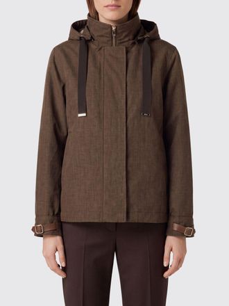 Herno Relaxed Fit Cropped Windbreaker in Linen, Wool and Silk with Hood