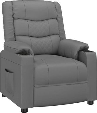 vidaXL Sill&oacute;n Reclinable De Cuero Sint&eacute;tico Gris Vidaxl