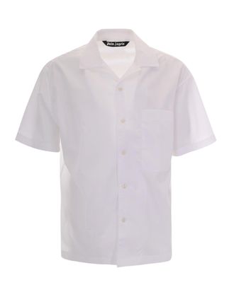 Palm Angels Curved Logo Short-Sleeve Bowling Shirt