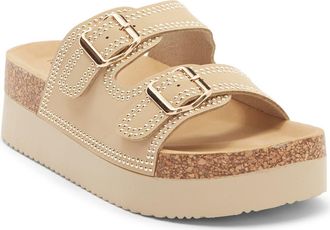 Top Moda Avril Platform Slide Sandal in Beige Nubuck at Nordstrom Rack, Size 10