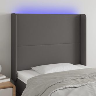 vidaXL Cabecero Con Led Cuero Sint&eacute;tico Gris 103x16x118/128cm Vidaxl