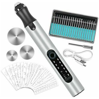 OEM Bol&iacute;grafo De Grabado El&eacute;ctrico Multifuncional, Mini Herramienta De Grabado Recargable Por Usb, Con 20 Brocas Y 16 Plantillas Para La Creaci&oacute;n De Joyas