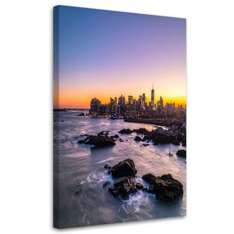 Feeby Cuadro Sobre Lienzo, Puesta De Sol En Nueva York, 70x100
