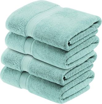Superior Set Of 4 Egyptian Cotton Plush Heavyweight Absorbent Luxury Soft Bath Towels