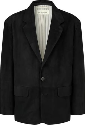 Man On The Boon. Blazer monopetto in pelle scamosciata - Nero