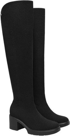Vivaia Fold-Over Square-Toe Knee-High Boots in Black at Nordstrom, Size 9.5