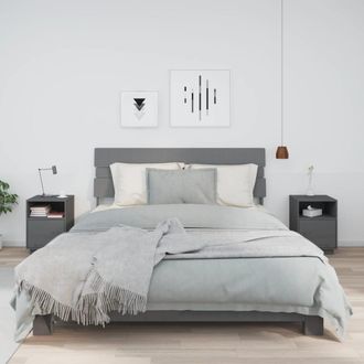 vidaXL Vidaxl - Mesitas De Noche 2 Uds Madera Maciza De Pino Gris 40x34x55 Cm