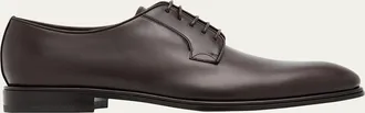 Ferragamo Mens Leather Almond-Toe Derby Shoes