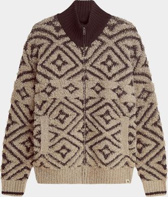 Scotch & Soda Men & apos;s Jacquard Wool Zip-Front Sweater