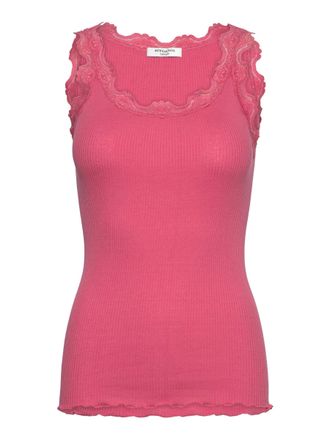 Rosemunde Spitzentop ROSEMUNDE Babette Silk Top mit Seide, Damen, Gr. XL, himbeere, Feinstrick, Obermaterial: 70% Seide, 30% Baumwolle, k&ouml;rpernah h&uuml;ftbedeckend,