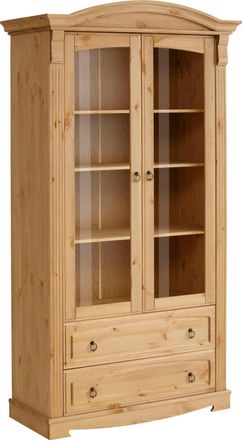 HOME AFFAIRE Glasvitrine »Anna« Gesamtmasse (B/T/H): ca. 97/46/188 cm, mit Glastüren, 2 Schubladen, Höhe 188 cm, aus massiver Kiefer, FSC