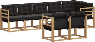 vidaXL Conjunto De Sof&aacute;s De Exterior 8 Uds. Blanco Y Negro Vidaxl