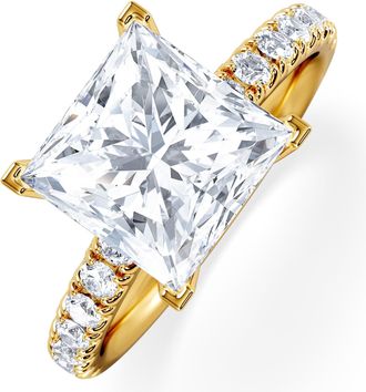 The Diamond Store Katerina 3.55ct Lab Diamond Princess Cut Engagement Ring in 18K Yellow Gold G/VS1