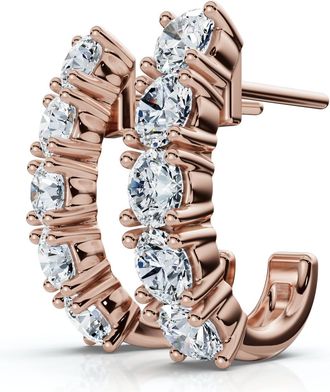 Pompeii3 1Ct Diamond Hoops Womens Earrings 10k Gold Lab Grown