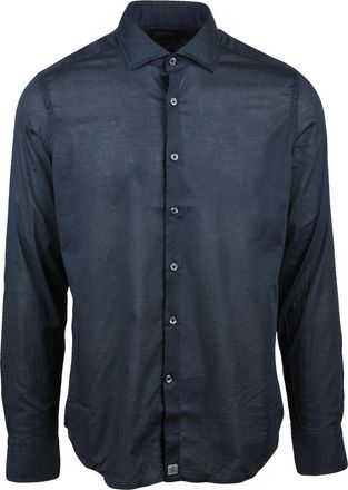 Sonrisa Navy Blue Slim Fit Shirt With Classic Collar And Button-Down Front