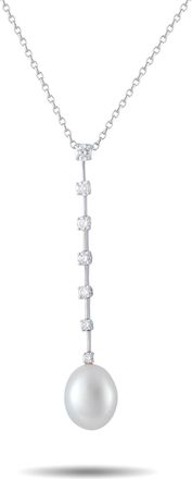 Assael 18K White Gold 0.71ct Diamond Pearl Drop Necklace AS04-071526