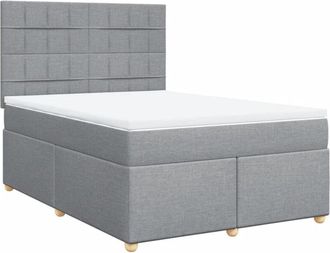 vidaXL Vidaxl - Cama Box Spring Con Colch&oacute;n Tela Gris Claro 140x190 Cm