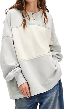 Free People Oversized Pullover Scalloped Trim Sweatshirt In Cold Winter Combo