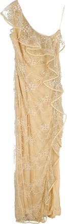 Valentino Valentino maxi-jurk met kanten ruches in geel polyester