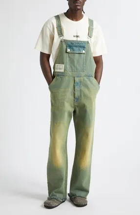 Song for the Mute x Birkenstock The Artist Distressed Denim Overalls in Blue Dirty Wash at Nordstrom, Size X-Large