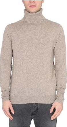 Ballantyne Crossneck Geribbelde Kraag - Heren - Cashmere truien - Grijs - XL - Kasjmier - Truien & Vesten