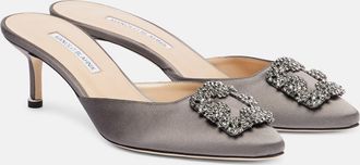 Manolo Blahnik Mules Hangisimu in raso con cristalli
