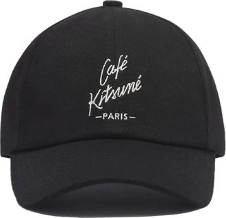 Maison Kitsun&eacute; logo-embroidered baseball cap - unisex - Cotton - One Size - Black